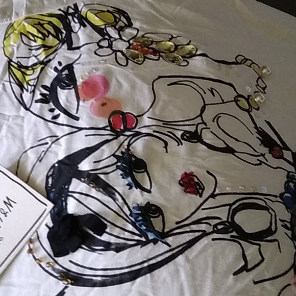 LANVIN FOR H&M VINTAGE TEE. COLLECTORS ITEM. Multi medium embellished size large - Picture 5 of 7